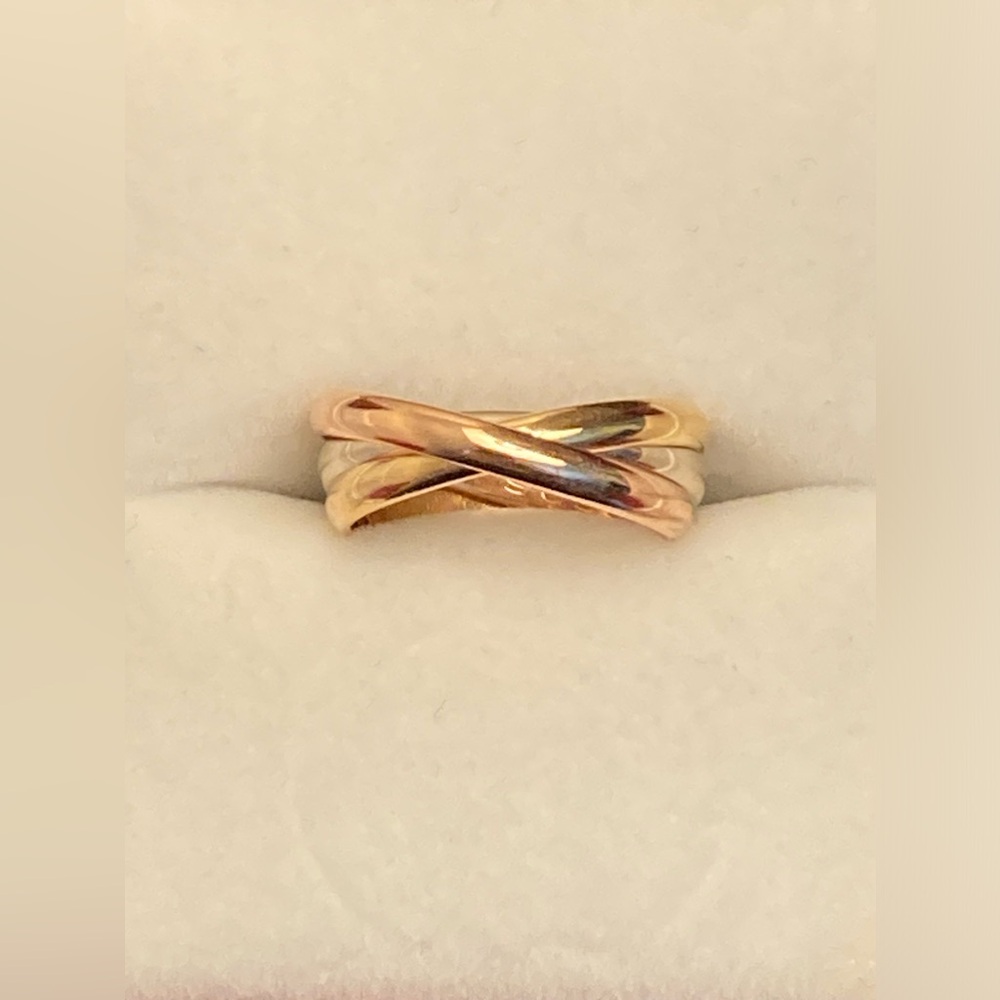 Authentic Cartier Trinity Ring - 18k Rose, White, and Yellow Gold - size 4.5